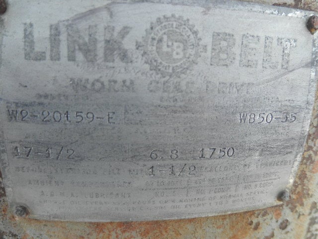 7 HP @ 1750/100 RPM, Link-Belt #WB50-35, Worm Gearbox, 17.5:1 Ratio - Image 5