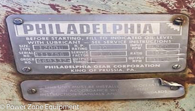 10 HP @ 1200/31 RPM, Philadelphia #1200V, Worm Gearbox, 39:1 Ratio, 3.0 service factor - Image 2