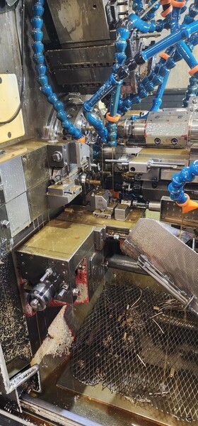 Gildemeister #GS-20-6, CNC Swiss type screw machine with bar feeder, multi-spindle - Image 4