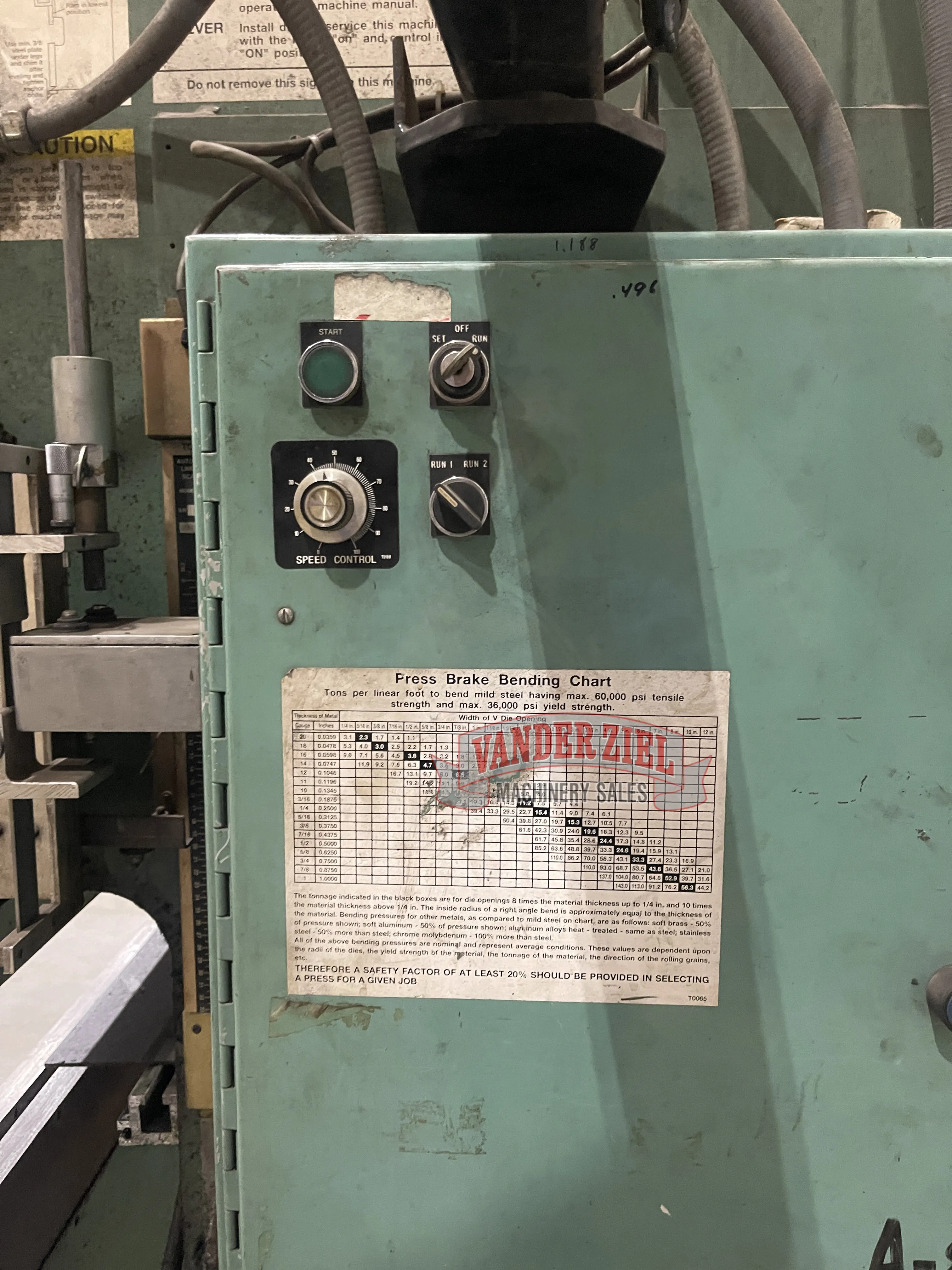65 Ton, Piranha press brake, 8' overall, 78" between housing, 6" stroke, 9" Shut Height, 10 HP - Image 8