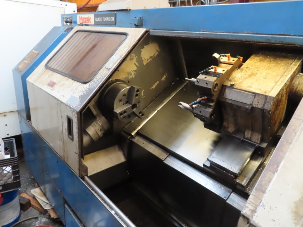Mazak #QT-20N, CNC slant bed lathe, 20.8" swing, 10" chuck, 3-jaw, 2.6" bar, 40" centers, 8 turret, A2-8 - Image 3