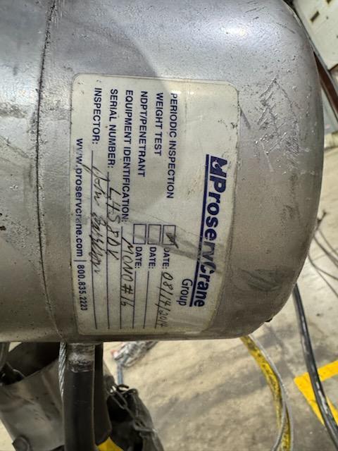 3 Ton, CM #RT, Electric Chain Hoist, 5.5 FPM, 10' Lift, manual trolley, hand control, S/N L-458DV, RT - Image 5