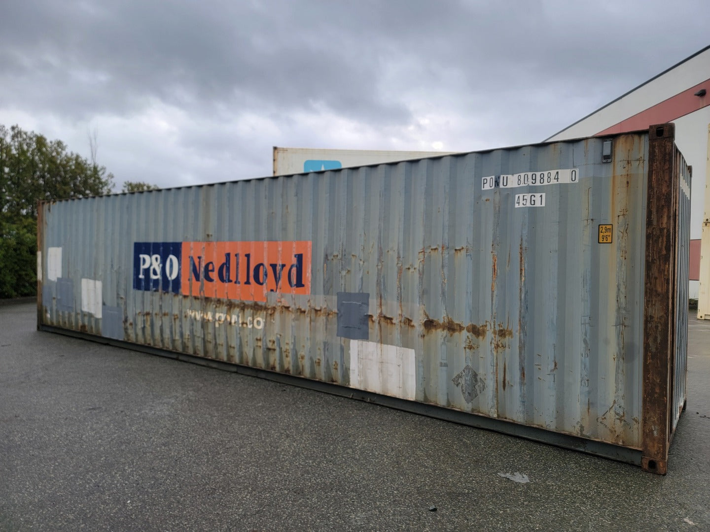 40' Grey high cube shipping container, P & O #PONU8098840 - Image 1