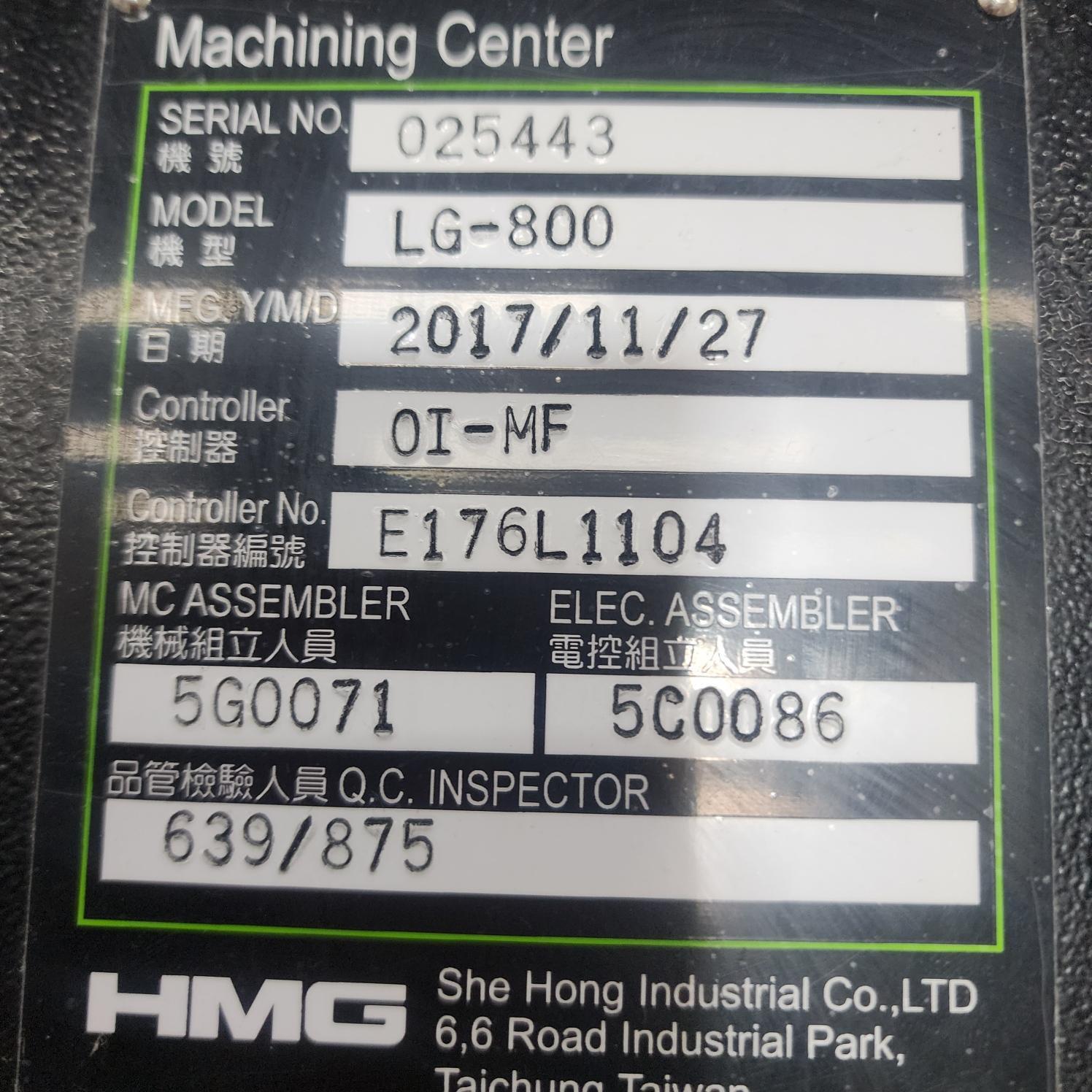 Hartford Taiwan #LG-800, CNC vertical machining center, 3.5" X, 20" Y, 24.8" Z, 8000 RPM, 10 HP,Fanuc AI-100 - Image 8