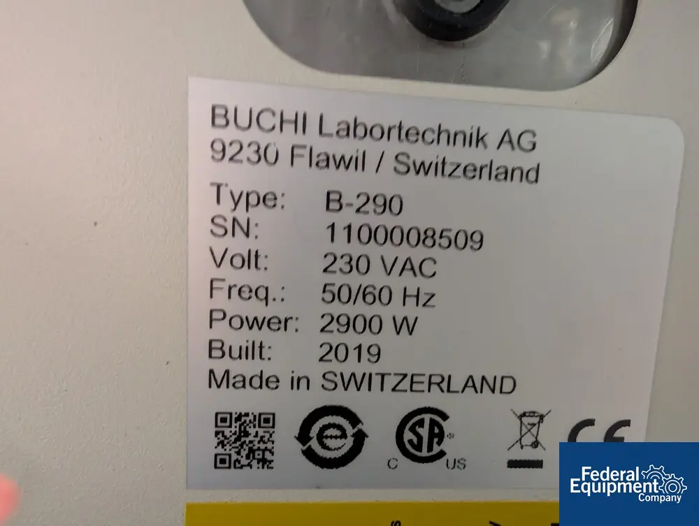Buchi #B-290, Mini spray dryer, glass chamber, cyclone & dust filter, Stainless Steel atomizer, onboard - Image 2