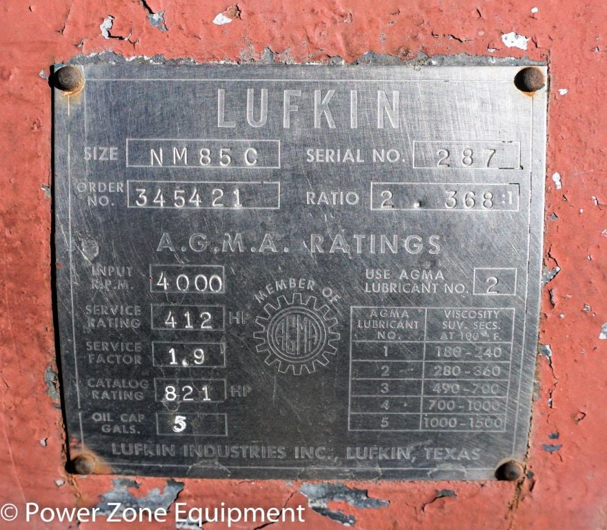 412 HP @ 4000 RPM, Lufkin #NM85C, Parallel Shaft Gearbox, 1689 RPM output, 2.36 :1 Ratio, 1.9 service factor - Image 5