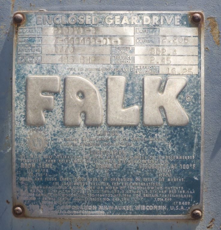 485 HP @ 1770 RPM, Falk #2100Y1-B, Parallel Shaft Gear Decreaser Gearbox, 802 RPM output, 2.20 :1 Ratio, 2.45 - Image 7