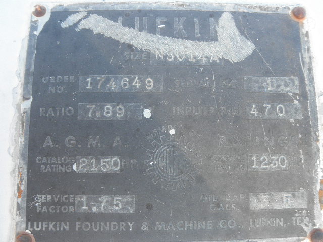 1230 HP @ 470 RPM, Lufkin #N3014A, Parallel Shaft Gearbox, 3708 RPM output, 7.89:1 Ratio, 1.75 service factor - Image 7
