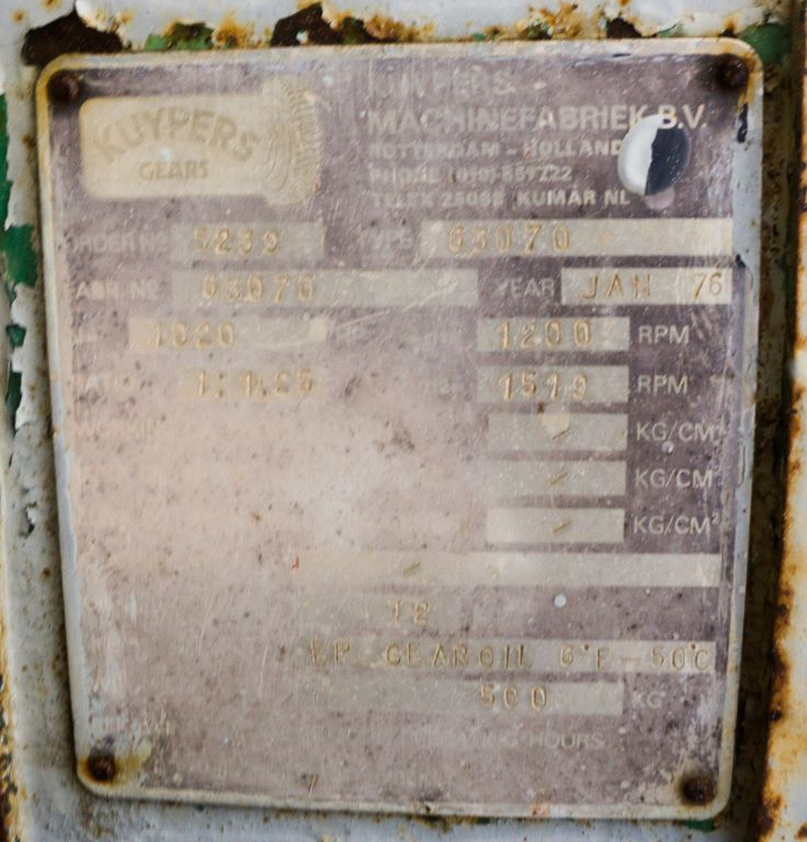 1820 HP @ 1200 RPM, Kuypers #63070, Parallel Shaft Gear Increaser Gearbox, 1519 RPM output, 1.25:1 Ratio - Image 2