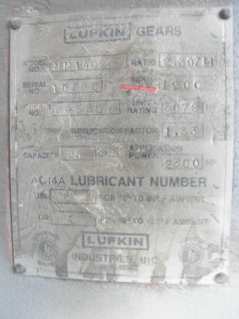 2300 HP @ 1200 RPM, Lufkin #NM1402C, Parallel Shaft Gearbox, 500 RPM output, 2.39 :1 Ratio, 1.3 service factor - Image 4