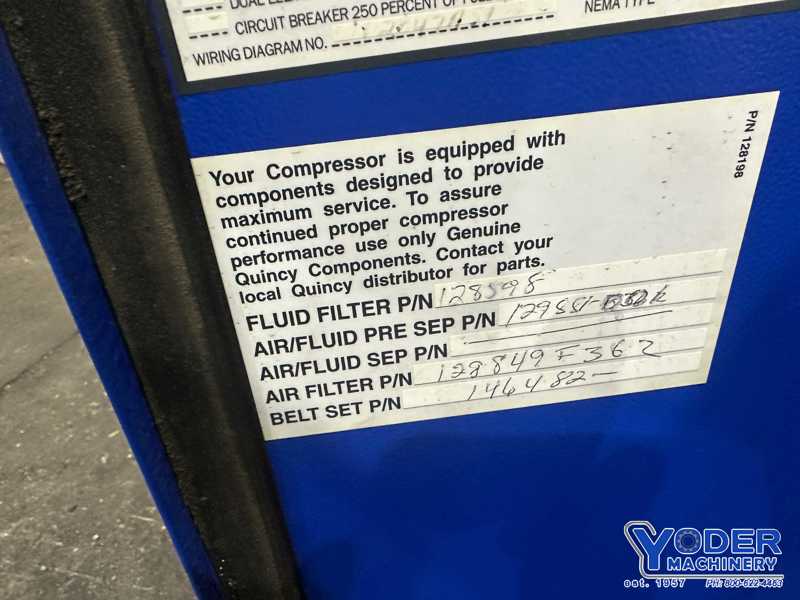 90/132 cfm, 100/175 psi, Quincy #QSB30, rotary screw air compressor, 30 HP, oil cooler, 2009 - Image 6