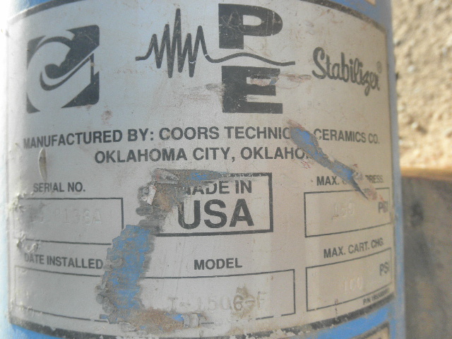 PE Larkin #T1506-F, Pulsation Dampener Cartridge, 100 psi max Charge, 150 psi max Oper. Pressure - Image 3