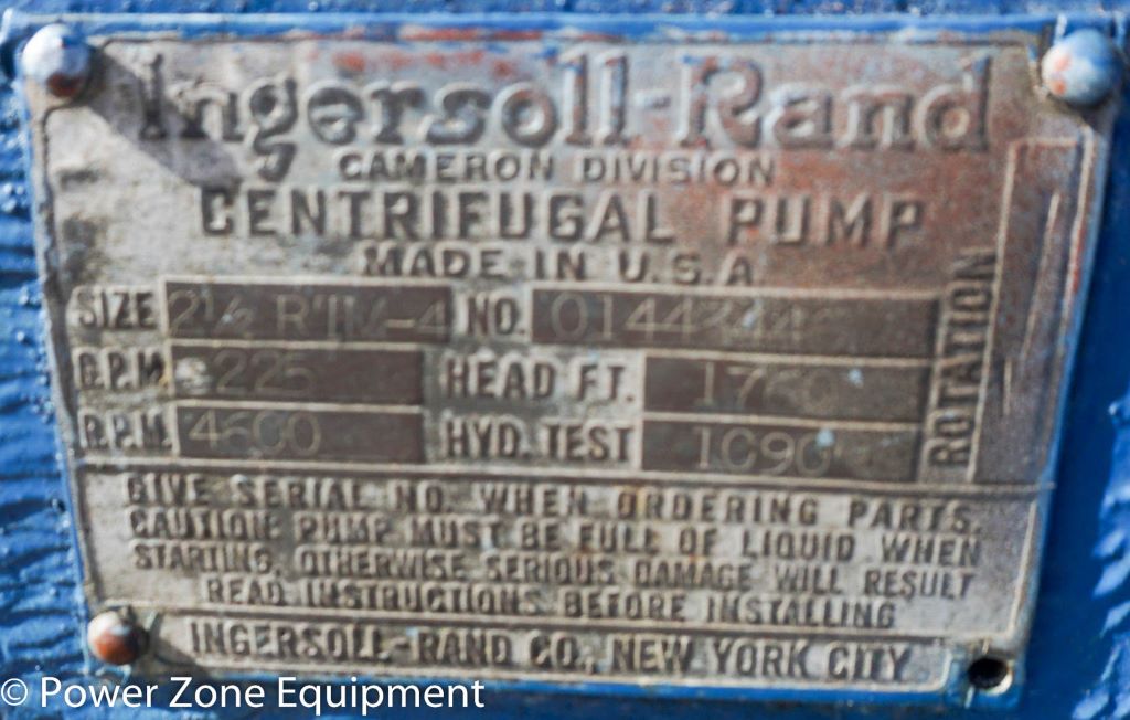 225 GPM @ 1760' TDH, Ingersoll-Rand #2-1/2-RTM-4, Centrifugal Pump, Horz., BB3, 4-Stage, 4" suction, 2.5" - Image 8