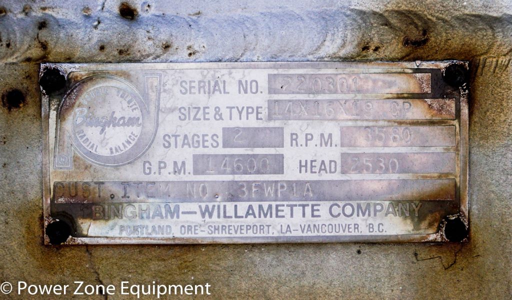 14600 GPM @ 2530' TDH, Sulzer Bingham #14x16x19-CP, Centrifugal Pump, Horz., 2-Stage, 3580 RPM - Image 5