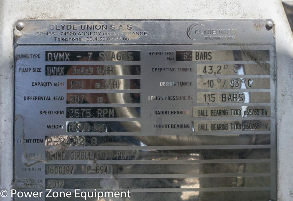 528 GPM @ 2975' TDH, SPX Union #3x4x9-DVMX-N/HH, Centrifugal Pump, Horz., BB3, 7-Stage, 9.85" imp., 4" - Image 10
