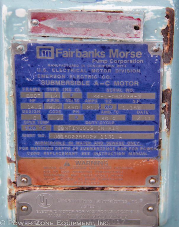 3700 GPM @ 104' TDH, Fairbanks-Morse #8-D5435WD, Submersible Solid Handling Centrifugal Pump, 1-Stage, 8" - Image 3