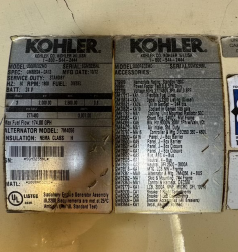 2000 KW Kohler #2000REOZMD, Standby Diesel Generator, Tier 2, sound attenuated enclosure, 277/480 Volts, 361 - Image 4