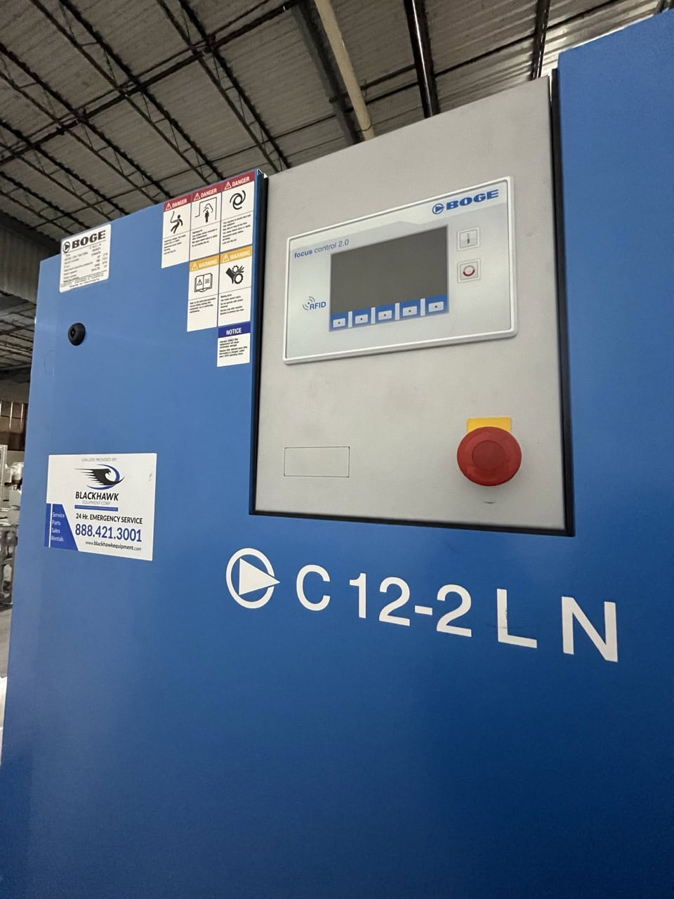 67 cfm, 150 psi, Boge #C12-2LN, rotary screw air compressor, 15 HP, 3540 RPM, 2021 - Image 2