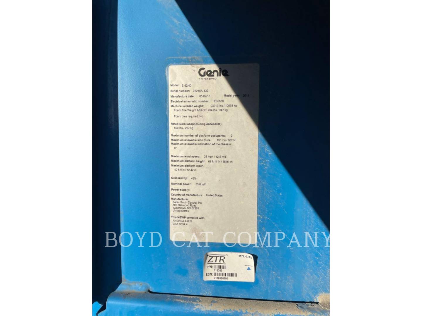 Genie Industries Z45/25J G84, Articulated Boom Lift, 1623 hours, S/N: Z452515A-53025, 2014 - Image 6