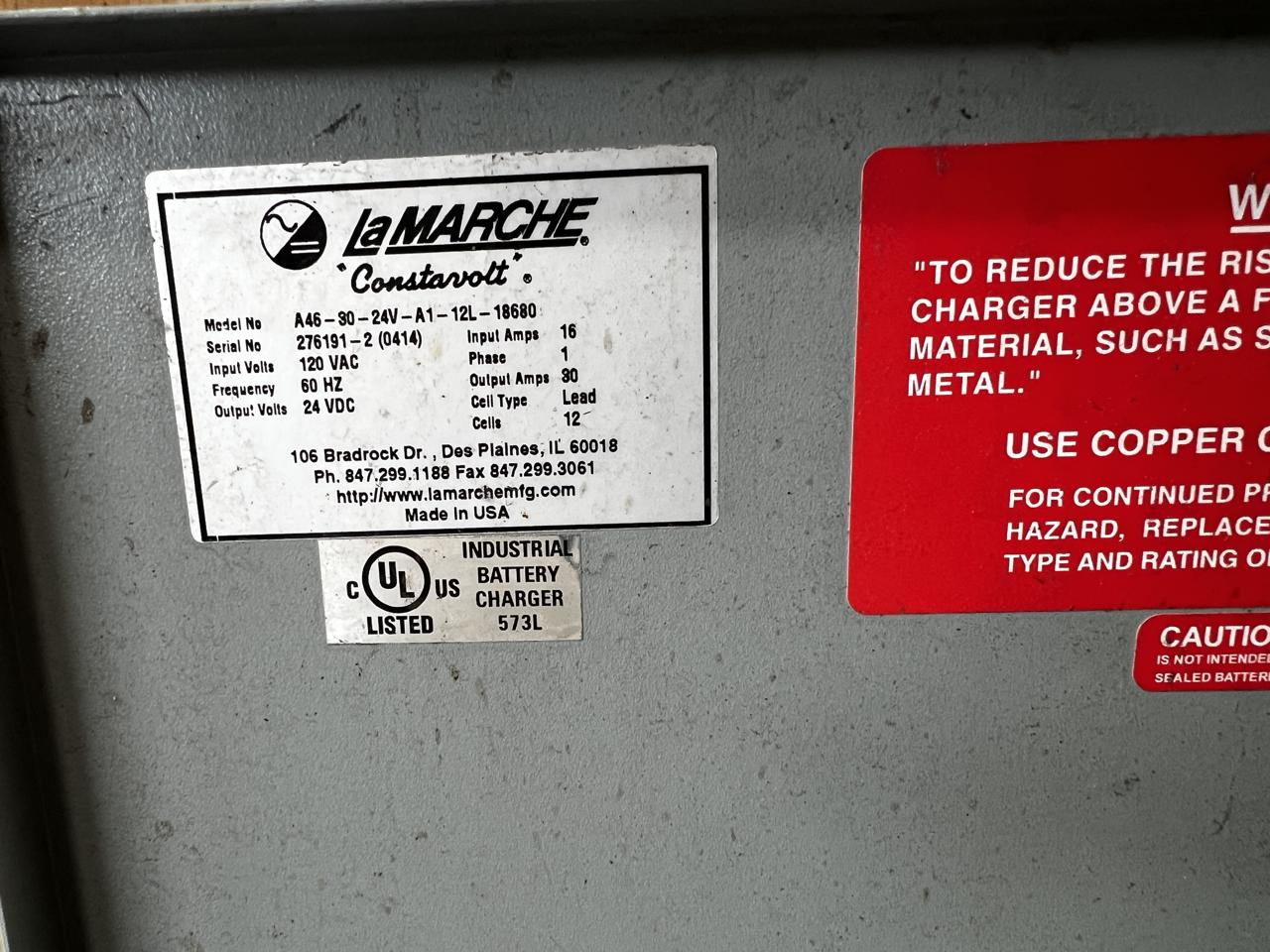 La Marche Marche #A46-80-24V-A1-12L-18680, automatic trickle charger, (12) Lead Cells, 16/80 Amps, 120 VAC - Image 7