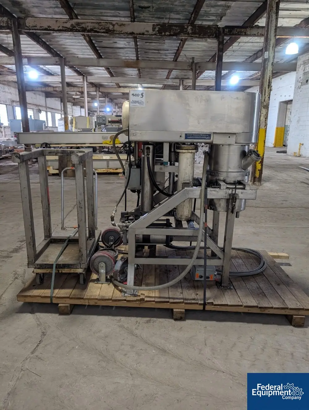 4 gallon Scott Turbon #DP-5-HYD, Stainless Steel double planetary mixer, vacuum cover, jacketed mixing can - Image 4