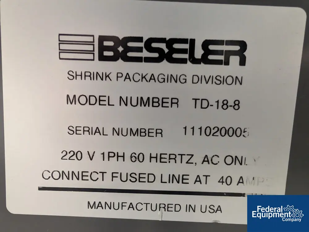 Beseler #TD-18-8, Heat Tunnel, 220 volt, serial# 111020005 - Image 2