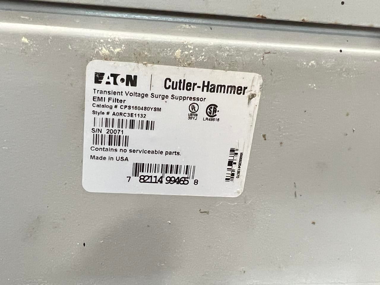 Cutler-Hammer #A0RC3E1132, surge supressor for AC voltage spike protection in sensitive equipment, 2014 - Image 8