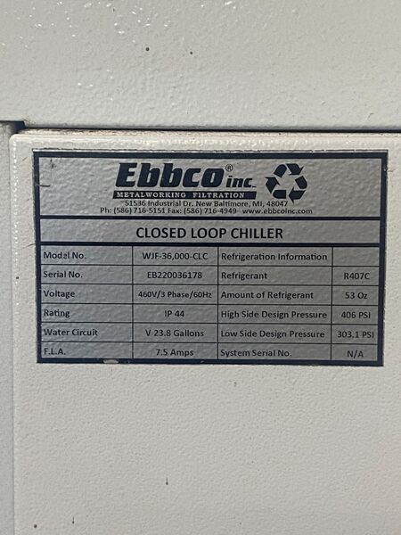 Flow #Mach-500-4020-XD, CNC waterjet, Hyperjet 50 HP, air dryer, EBBCO chiller, low hours, 2022 - Image 10