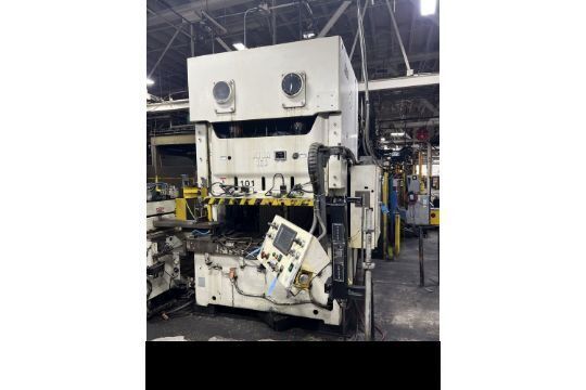 176 Ton, Aida #NC2-160(1), double crank gap frame press, 5.12" stroke, 17.72" Shut Height, 3.94" adj., 80.3" - Image 4