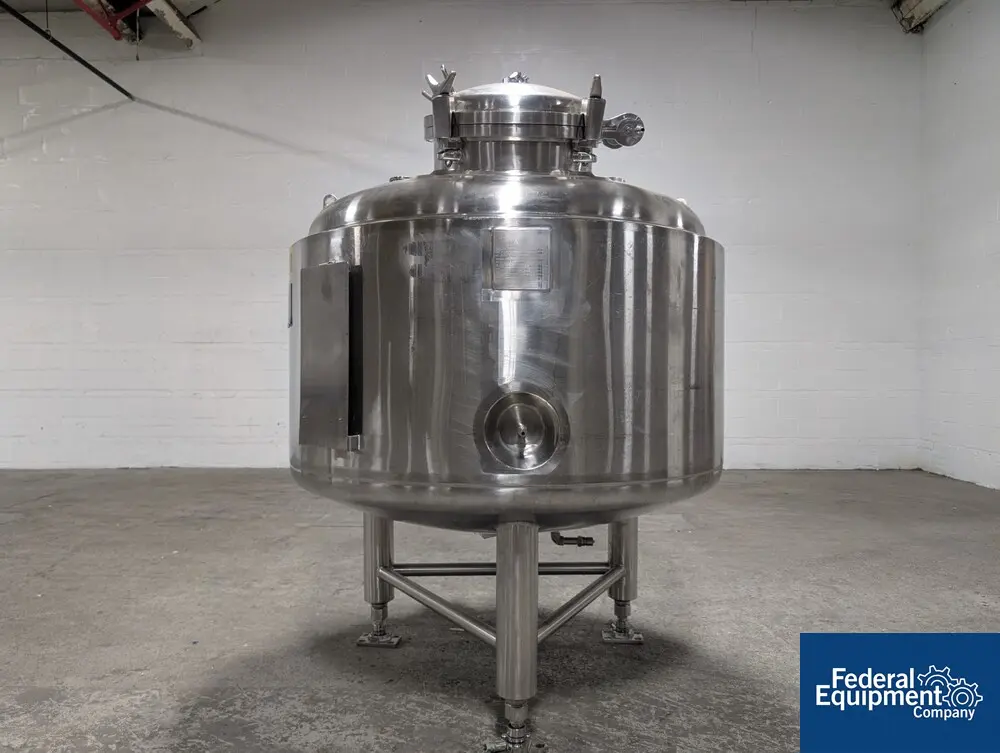 264 gallon Precision Stainless Reactor, 1000 Liter, 52" diameter x 23" straight side, 316L Stainless Steel - Image 1