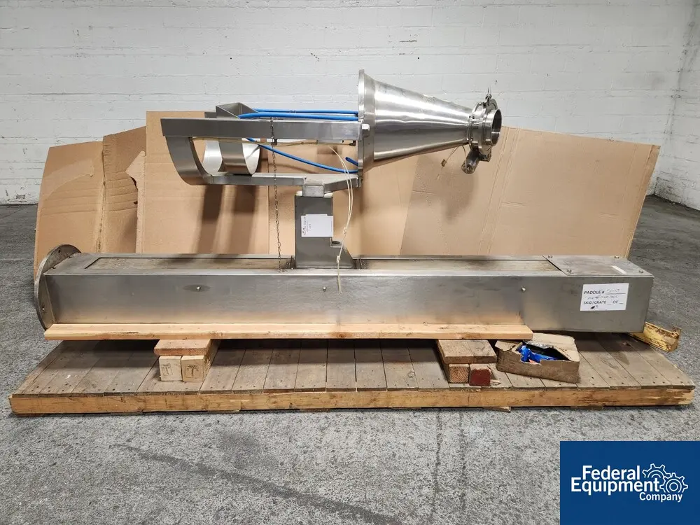 MetoLift Drum Lifter, Stainless Steel, approximately 74" lift, with drum lift attachment and funnel - Image 1
