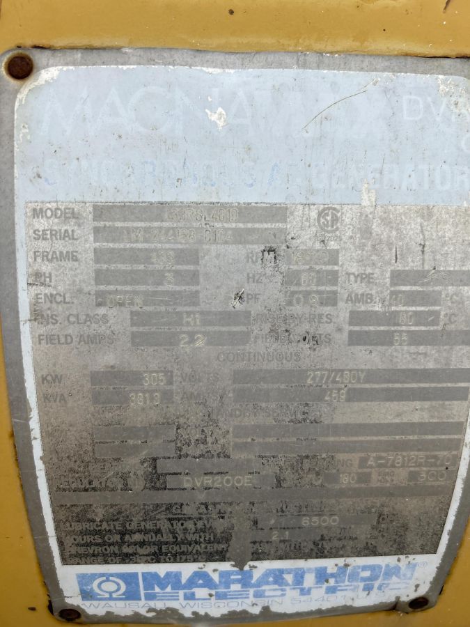 305 KW, 1800 RPM, Marathon #433RSL4019, Generator End, 3 phase, 381 kVA, 277/480 V - Image 2