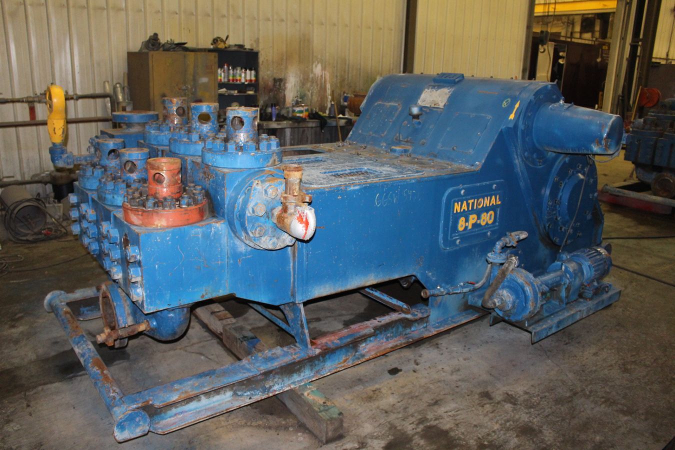 National #8P80, Triplex Mud Pump, 80 HP, 11' width x 27' L 3-Sided Pump House - Image 3