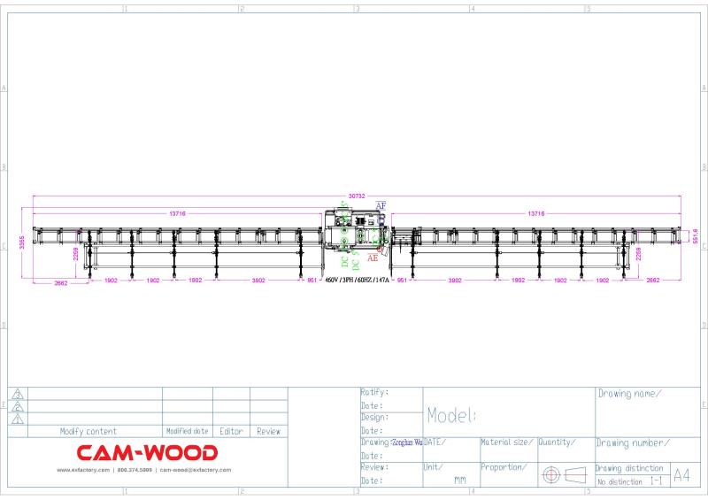 40' long, Cam-Wood #MHC-500, Lateral Chain Feeder, 4.75"-19.7" width x 0.75"-16.1" thick x 540" L Work size - Image 1