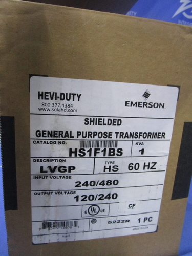 1 KVA 240/480 Primary, 120/240 Secondary, Emerson Hevi-Duty general purpose transformer HS1F1BS, NIB - Image 10