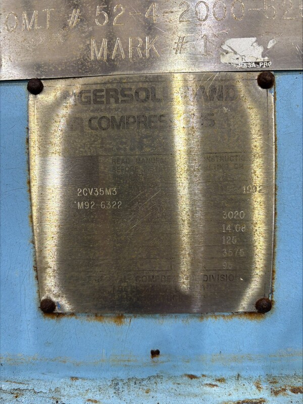 3020 cfm, 125 psig, Ingersoll-Rand Centac #2CV35M3, 2300 V., serial #M92-6022, AMI # 10562 - Image 8