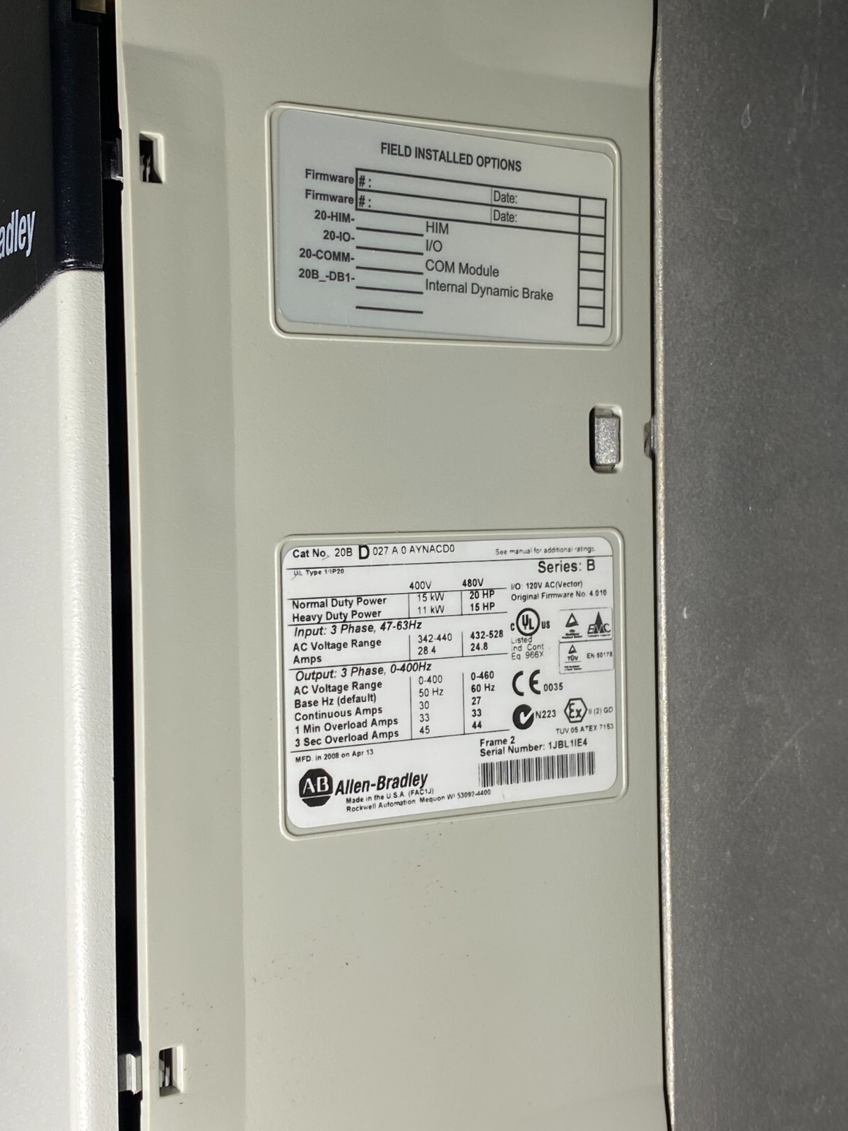 Allen-Bradley, PowerFlex700, Control Panel, 20 HP, 480V, 3PH 45A Breaker - Image 7