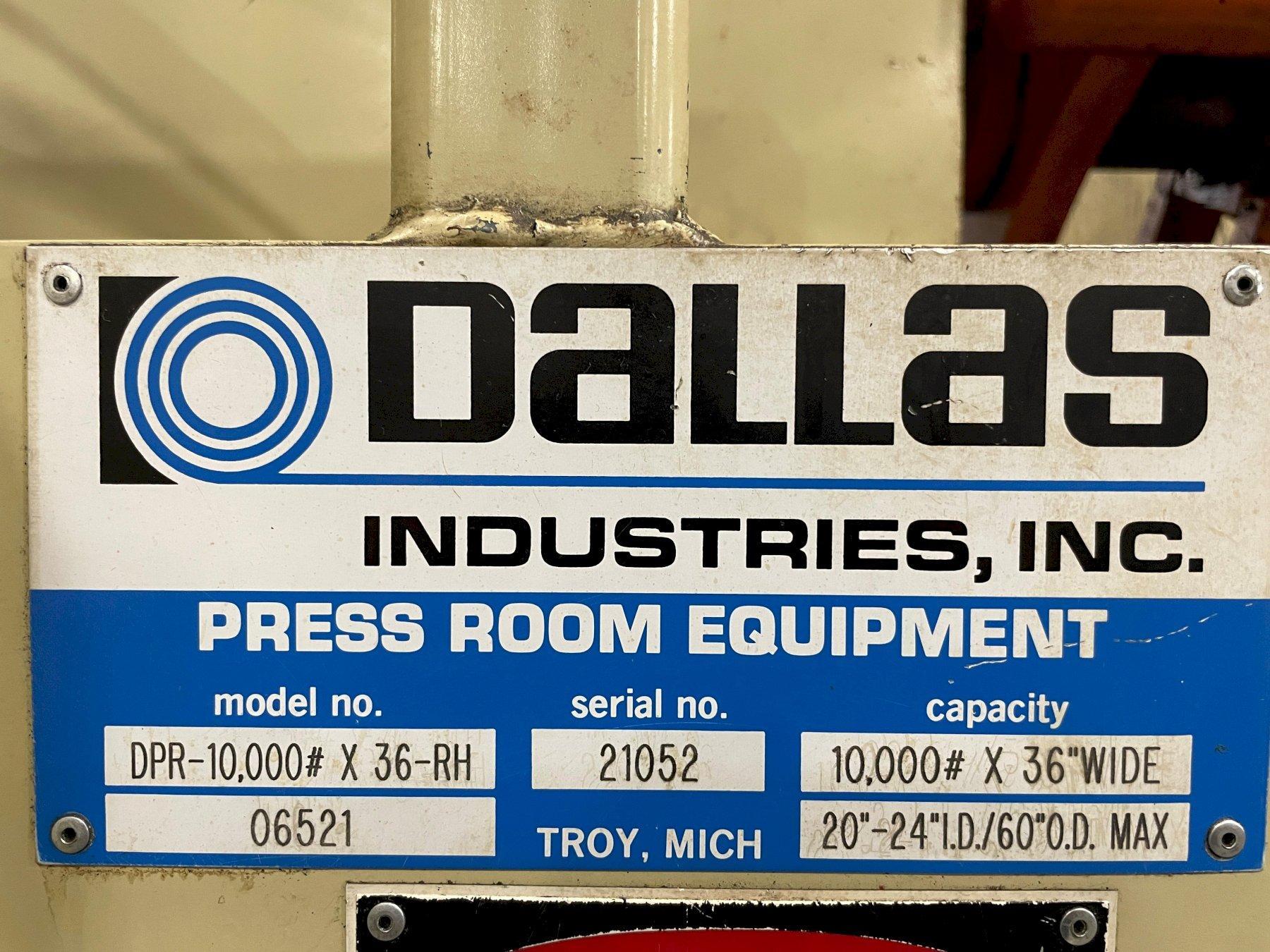 10000 lb. Dallas Ind. #DPR-10,000# x 36-RH, motorized coil reel uncoiler & load car, 36" width, 60" outside - Image 7