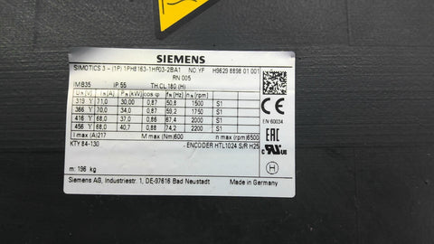 45.59 HP 1750 RPM Siemens Simotics, IP55, 34 KW AC motor, 366 Volts - Image 2