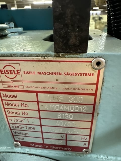 11" Eisele #VMS-300, circular cold saw, 40-80 RPM, 1.6 HP, 230 V., 1996 - Image 9