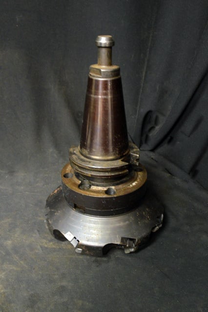 Kennametal / Erikson #CV50SM200240, CAT 50 shell mill holder, w/ 2" pilot & Mitsubishi Indexable Face Mill - Image 1