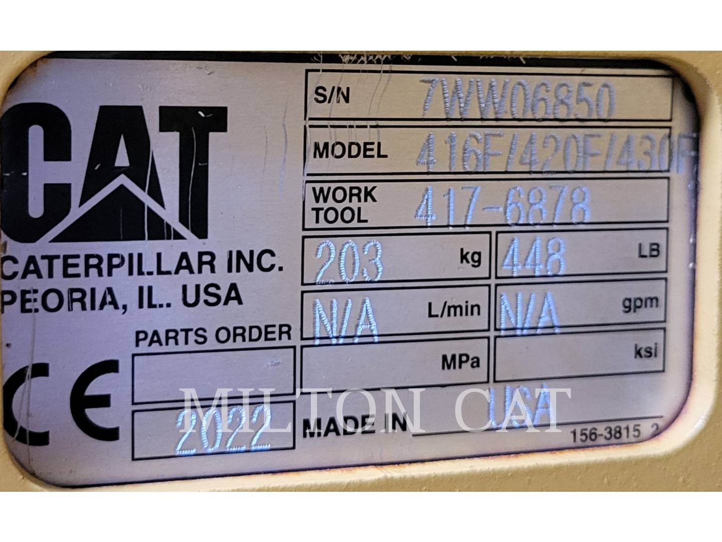 Cat 416F-430F IT QUICK COUPLER, Quick Coupler, S/N: 7WW06850, 2022 - Image 5