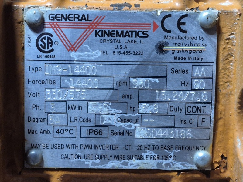 5.8 HP 900 RPM General Kinematics #IM9-14400, electric vibrator, 575 Volts - Image 2
