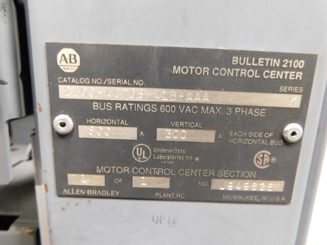 Allen-Bradley, 2100-ACT, motor control center MCC section, 800/300A, 600 Volts - Image 10