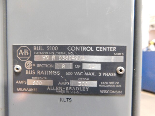 Allen-Bradley, 938949/1, motor control center MCC section, 800/300A, 600 Volts - Image 3