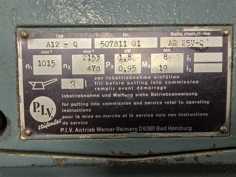 2.4 HP PIV, A12-Q, variable speed drive, 1015 RPM - Image 3