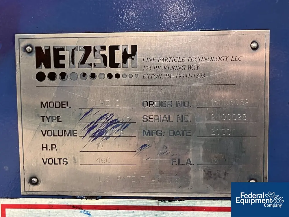 Netzsch #LMZ2, media mill, 2 L jacketed bowl, 10 HP w/ controls & base, 2000 - Image 2