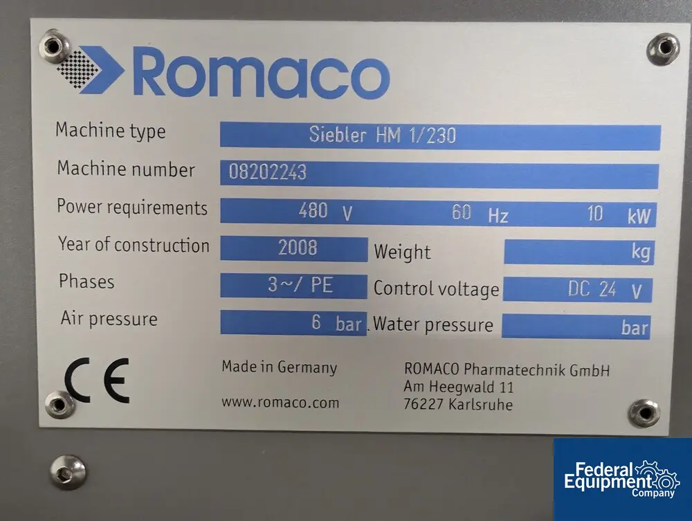 Romaco #SIEBLER-HM-1/230, strip packing machine, 10 lanes, 350 cycles/min, servos, 480V., 2008 - Image 2