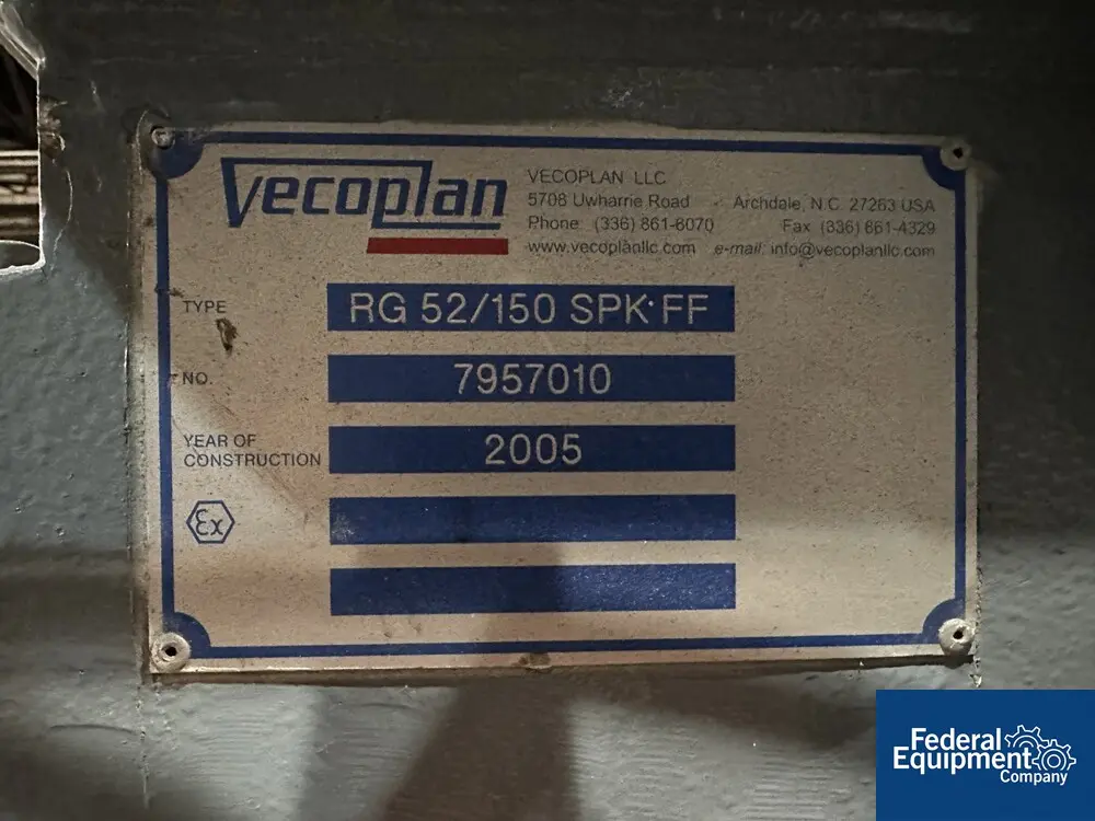 Vecoplan #RG-52/150-SPK-FF, single shaft shredder, 51" width x 15" diameter, 460V., horizontal hydraulic ram - Image 6