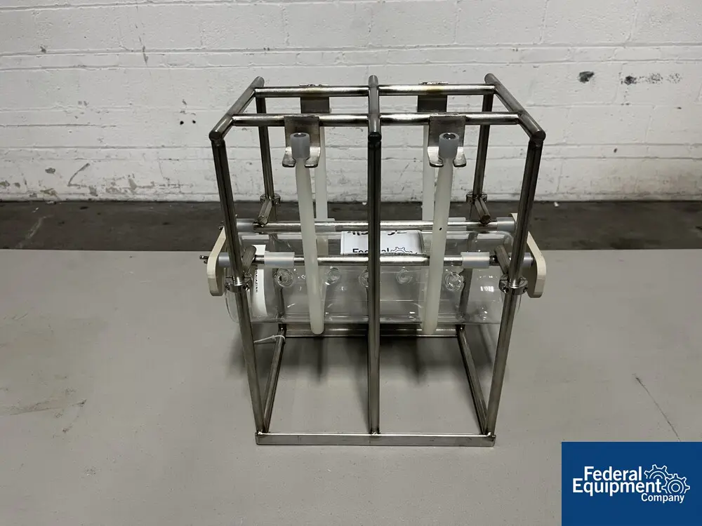 5" diameter x 14" L, glass cylinder w/ frame, (5 available) nozzles - Image 1